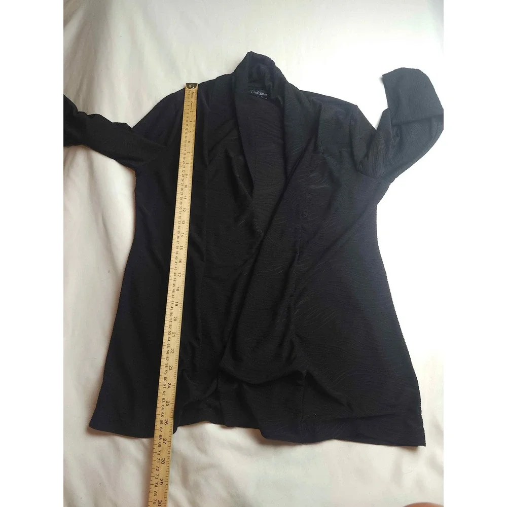 Croft & Barrow Womens Black Textured Wave Open Front Cardigan Jacket Size M